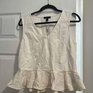 J Crew white peplum top NWT